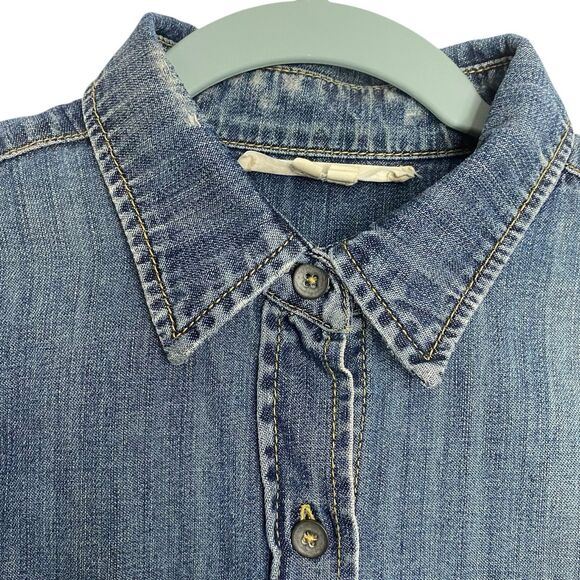 AG Adriano Goldschmied Denim Shirt Women S Blue Chambray Pockets Western Fitted - Picture 7 of 11